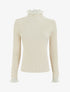 Pull côtelé et pailleté à col montant volanté - Beige - 1