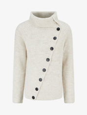 Pull uni à fermeture boutonnée - Beige - 1