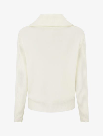 Gilet en maille zippé - Crème - 2
