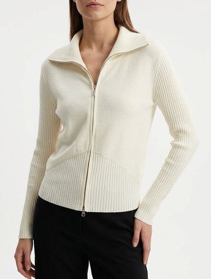 Gebreid vest met rits - Crème