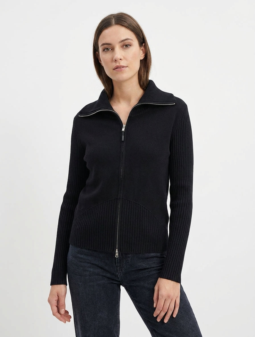 Gebreid vest met rits - Zwart