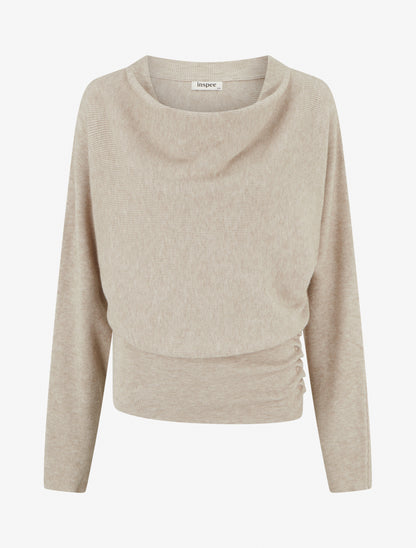 Pull côtelé à col bénitier - Taupe - 1