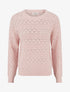 Pull uni ajouré à col rond - Rose - 1