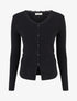 Pull côtelé à boutons décoratifs - Noir - 1