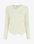 Pull côtelé asymétrique à détail dentelle - Crème - 1
