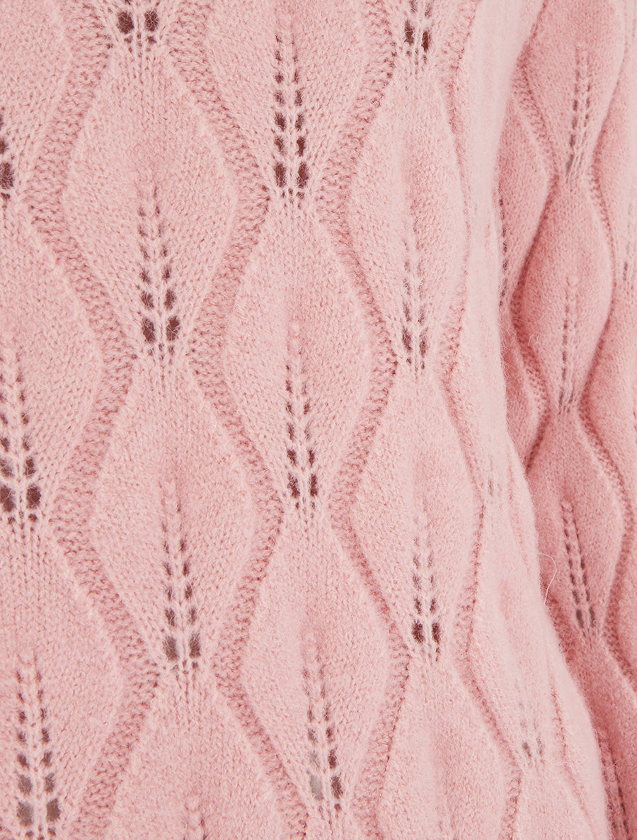 Pull droit en maille texturée à col rond - Rose - 3