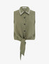 Chemise courte boutonnée à nouer - Kaki - 1