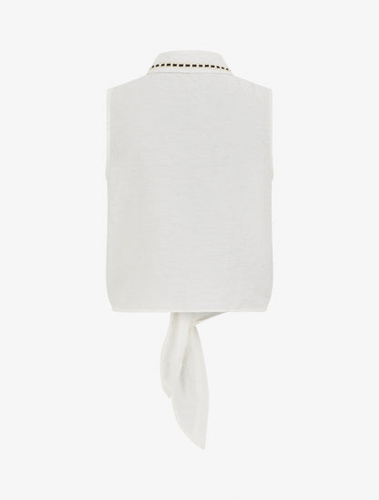 Chemise courte boutonnée à nouer - Écru - 2