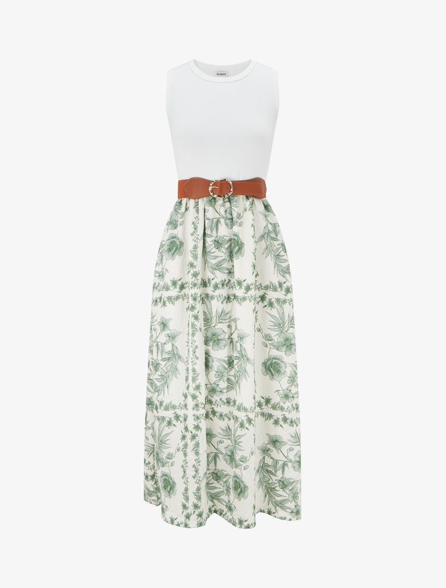 Robe imprimé floral à poches - Vert - 1