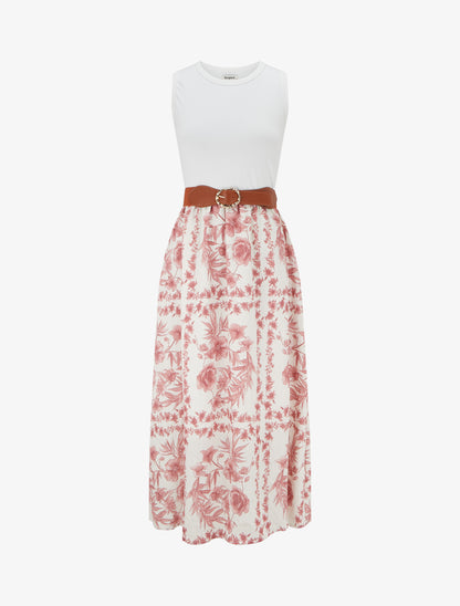 Robe imprimé floral à poches - Vieux rose - 1