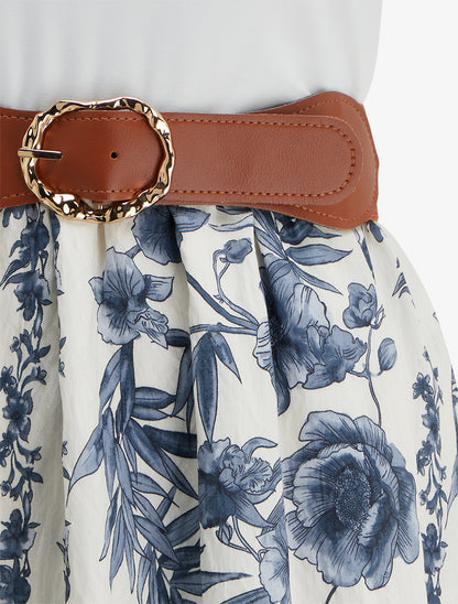 Robe imprimé floral à poches - Bleu - 3
