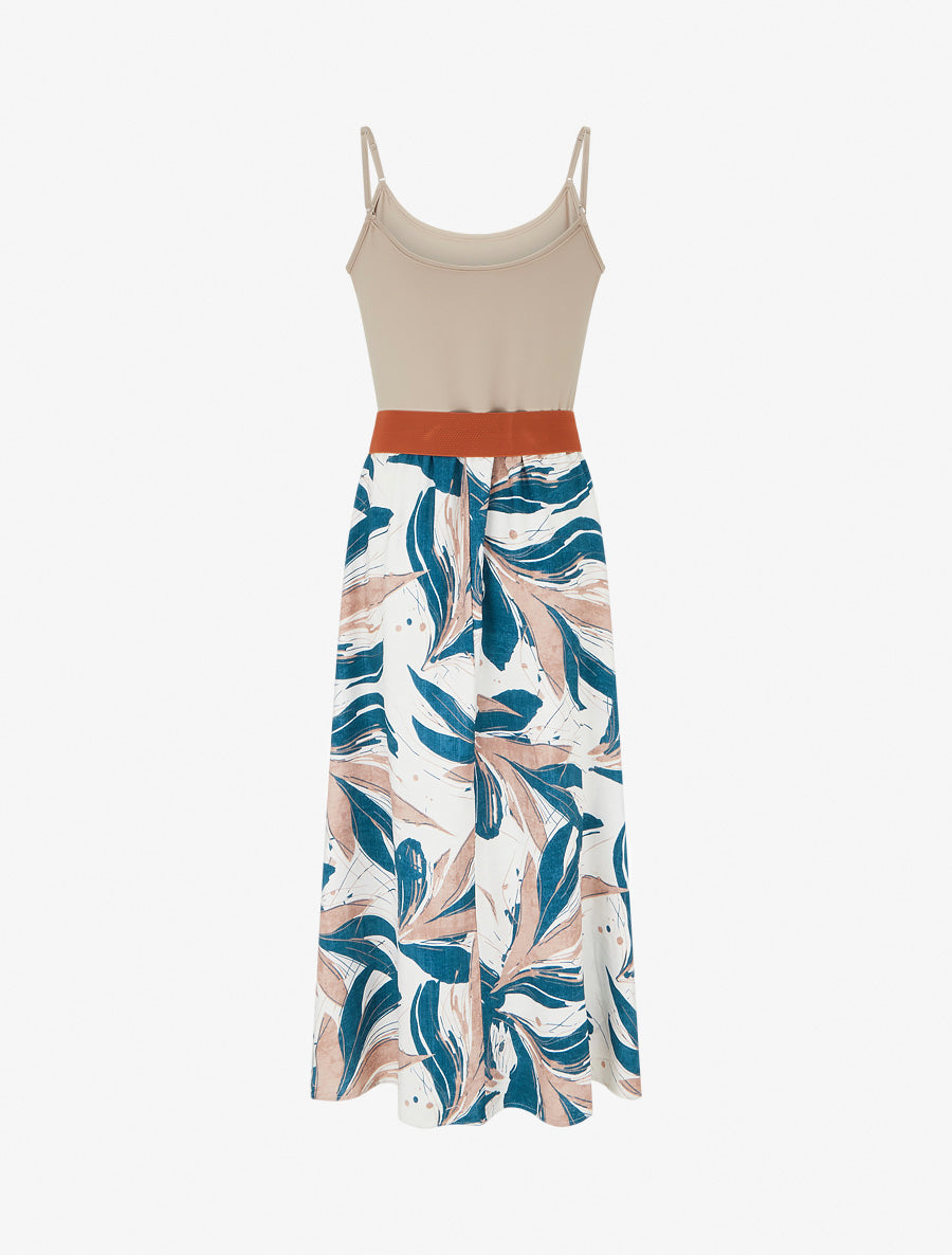 Robe longue à imprimé feuillage - Bleu canard - 2
