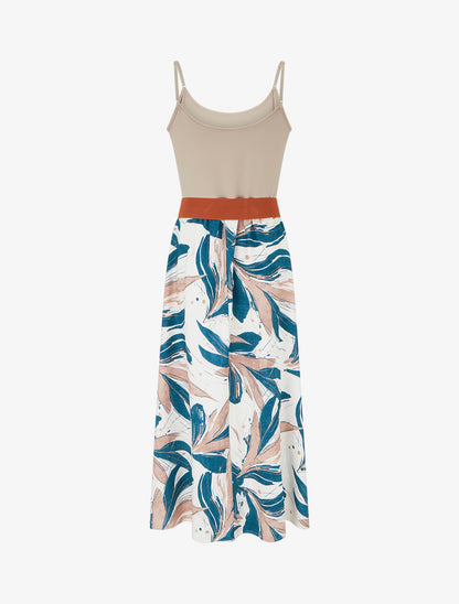 Robe longue à imprimé feuillage - Bleu canard - 2