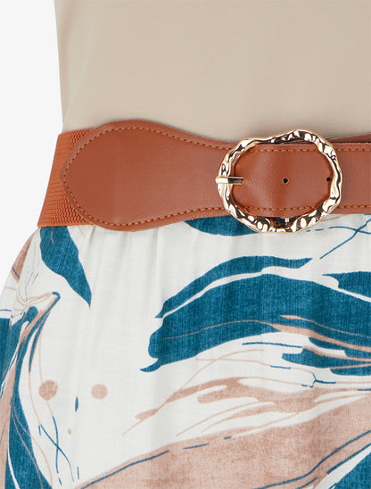 Robe longue à imprimé feuillage - Bleu canard - 3