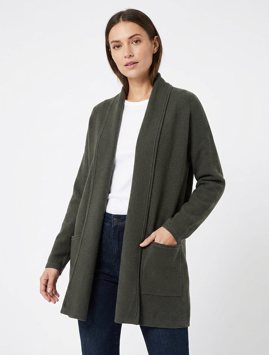 Halflang vest met sjaalkraag - Kaki