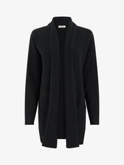 Gilet mi-long à col châle - Noir - 1