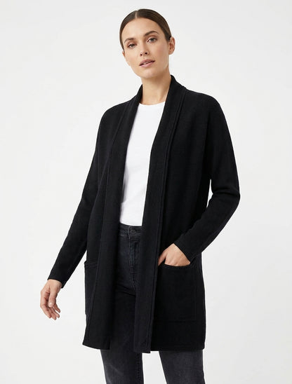 Halflang vest met sjaalkraag - Zwart
