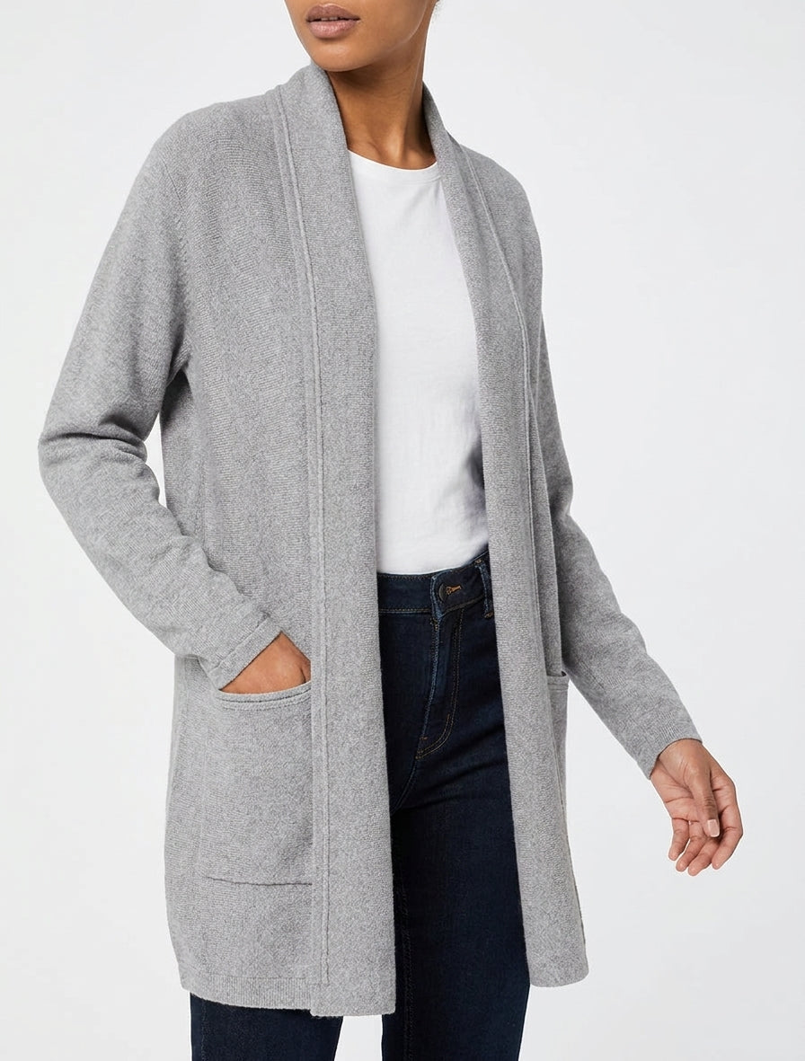 Halflang vest met sjaalkraag - Grijs