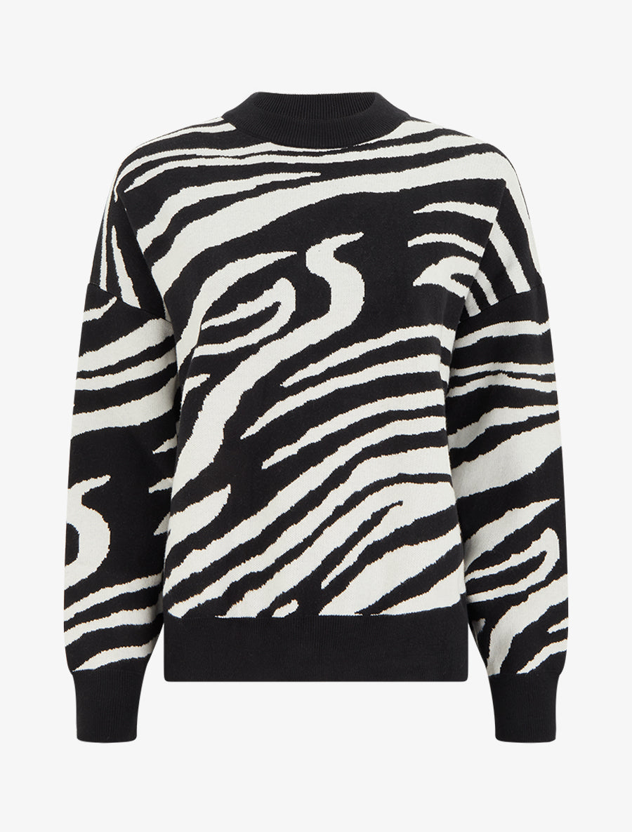 Pull ample imprimé zèbre - Blanc - 1