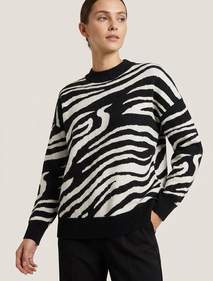 Ruime trui met zebraprint - Wit