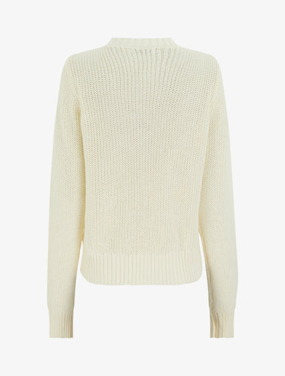 Pull en coton à macramé style floral - Écru - 2