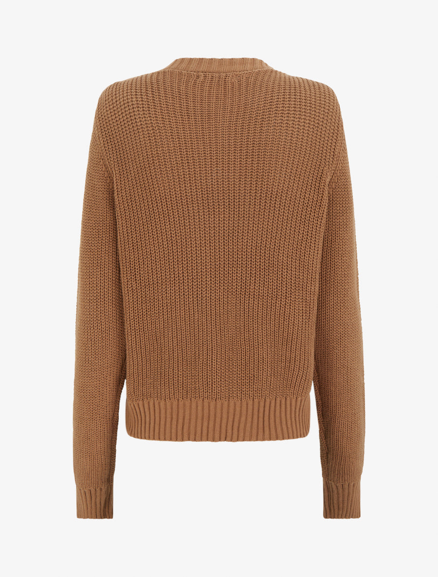 Pull en coton à macramé style floral - Camel - 2