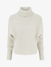 Pull en laine mélangée irisé à col roulé - Écru - 1