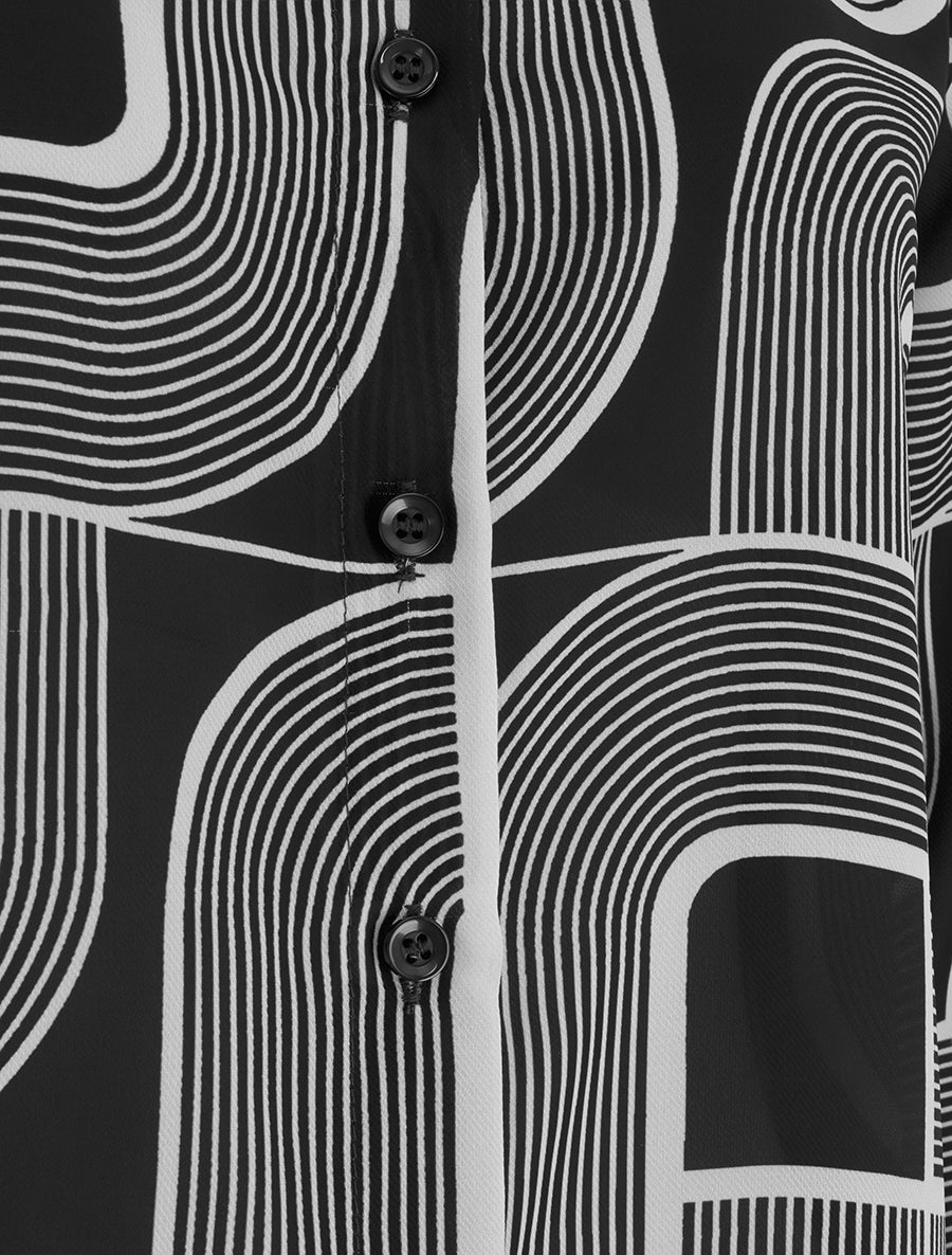 Chemise fluide transparente imprimé graphique - Noir - 3