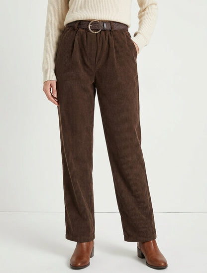 Rechte broek van ribfluweel - Bruin