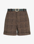 Short à revers et imprimé tartan - Marron - 1