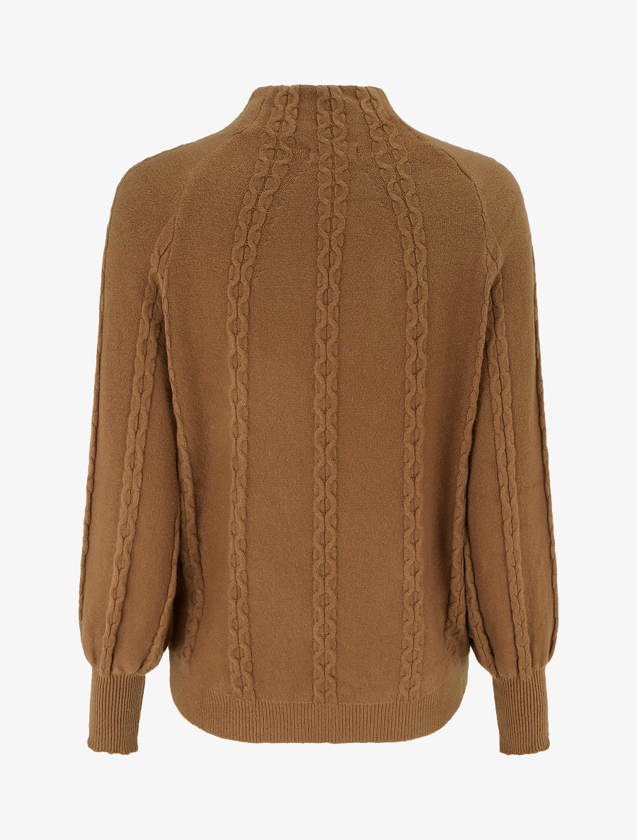 Pull uni à col montant - Camel - 2