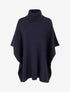 Poncho ample à col roulé en maille fantaisie - Marine - 1