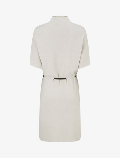Robe pull droite et ceinturée - Beige - 2