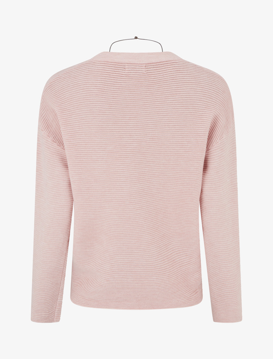 Pull droit en maille côtelée - Rose - 2
