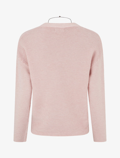 Pull droit en maille côtelée - Rose - 2