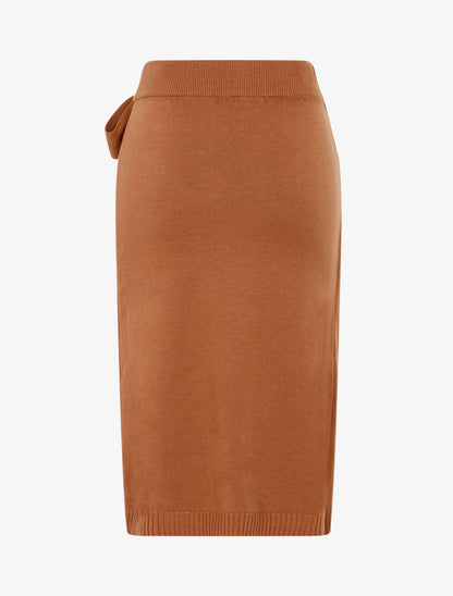 Jupe style portefeuille en maille - Camel - 2