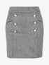 Jupe en laine mélangée à boutons stylisés - Gris foncé - 1