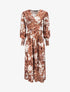 Robe longue à taille empire et imprimé feuilles tropicales - Camel - 1