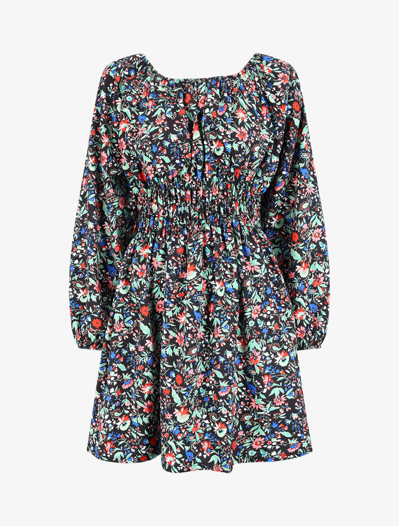Robe patineuse à imprimé fleuri - Noir - 4
