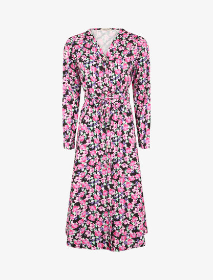 Robe longue à imprimé à fleurs - Noir - 1