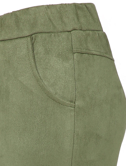 Pantalon droit effet nubuck - Vert olive - 3