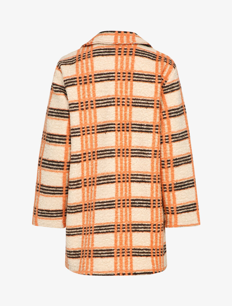 Manteau mi-long à carreaux - Orange/beige - 2