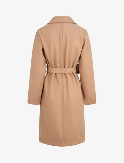 Manteau long à ceinture style banane - Camel - 2