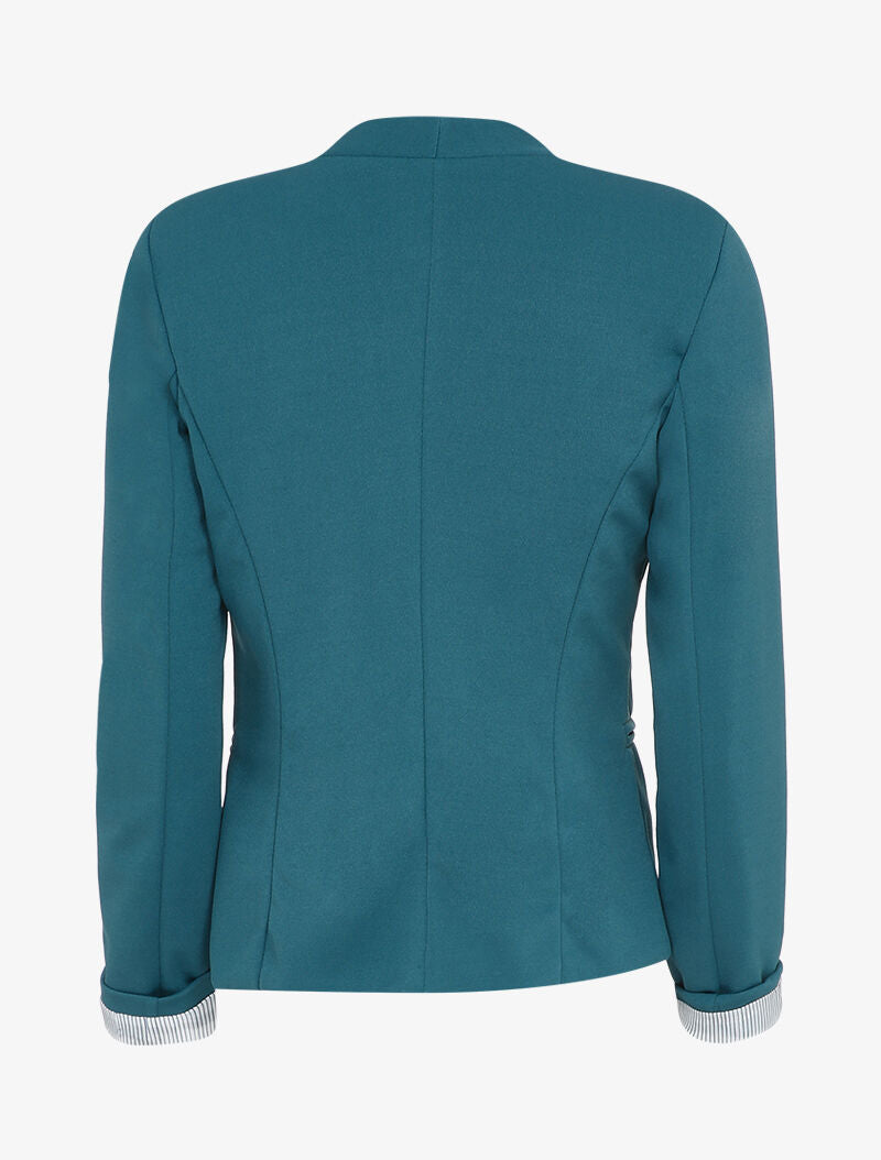 Veste à manches à revers imprimé rayé - Bleu canard - 2