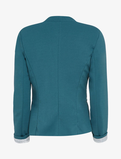 Veste à manches à revers imprimé rayé - Bleu canard - 2