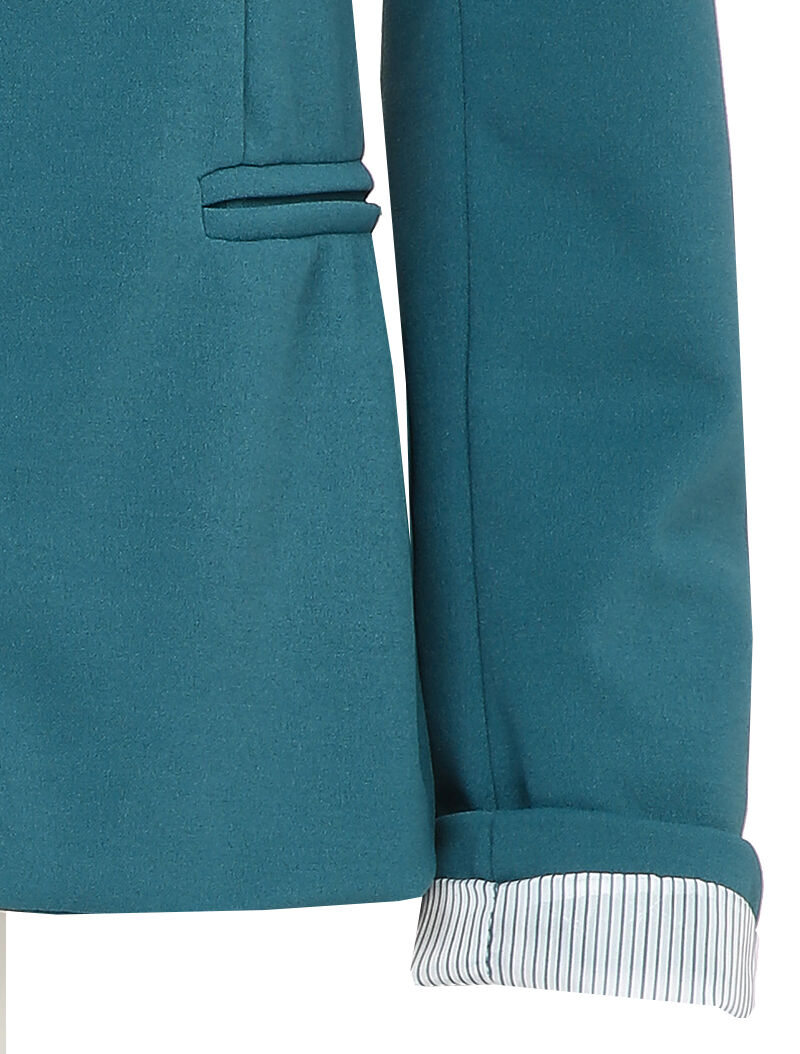 Veste à manches à revers imprimé rayé - Bleu canard - 3