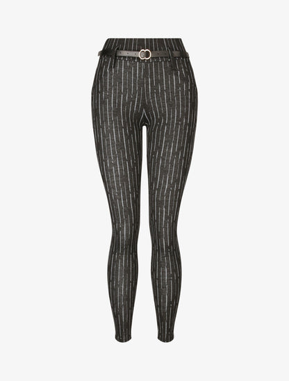 Legging à rayures stylisées - Noir - 4
