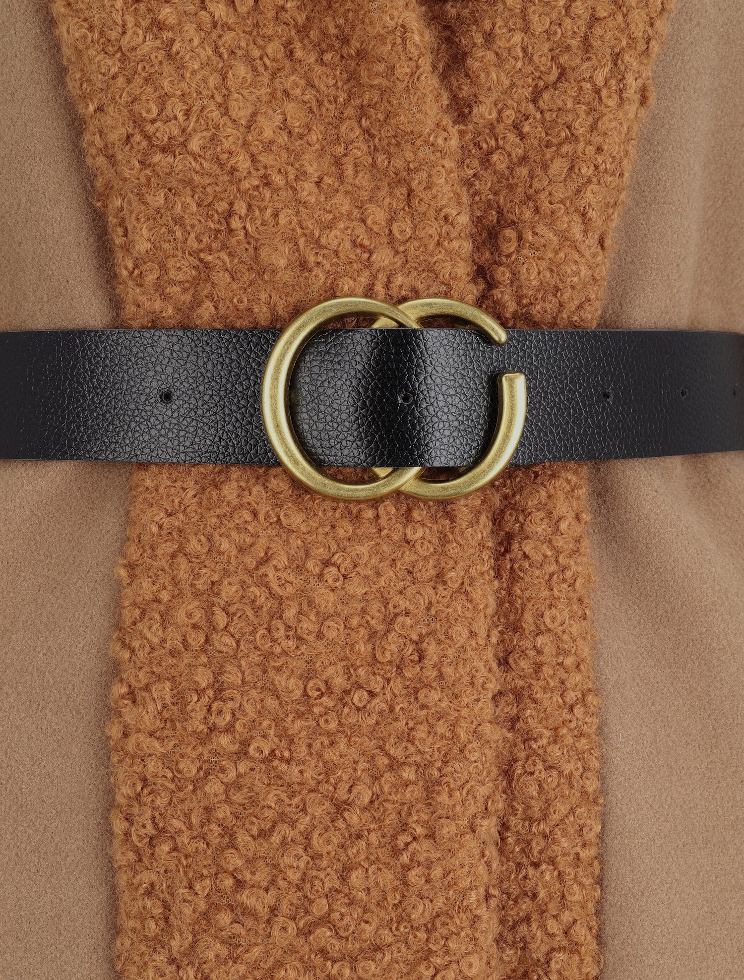 Manteau à capuche et détail laine bouclée - Camel - 3