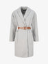 Manteau mi-long à col châle et ceinture - Gris chiné - 1
