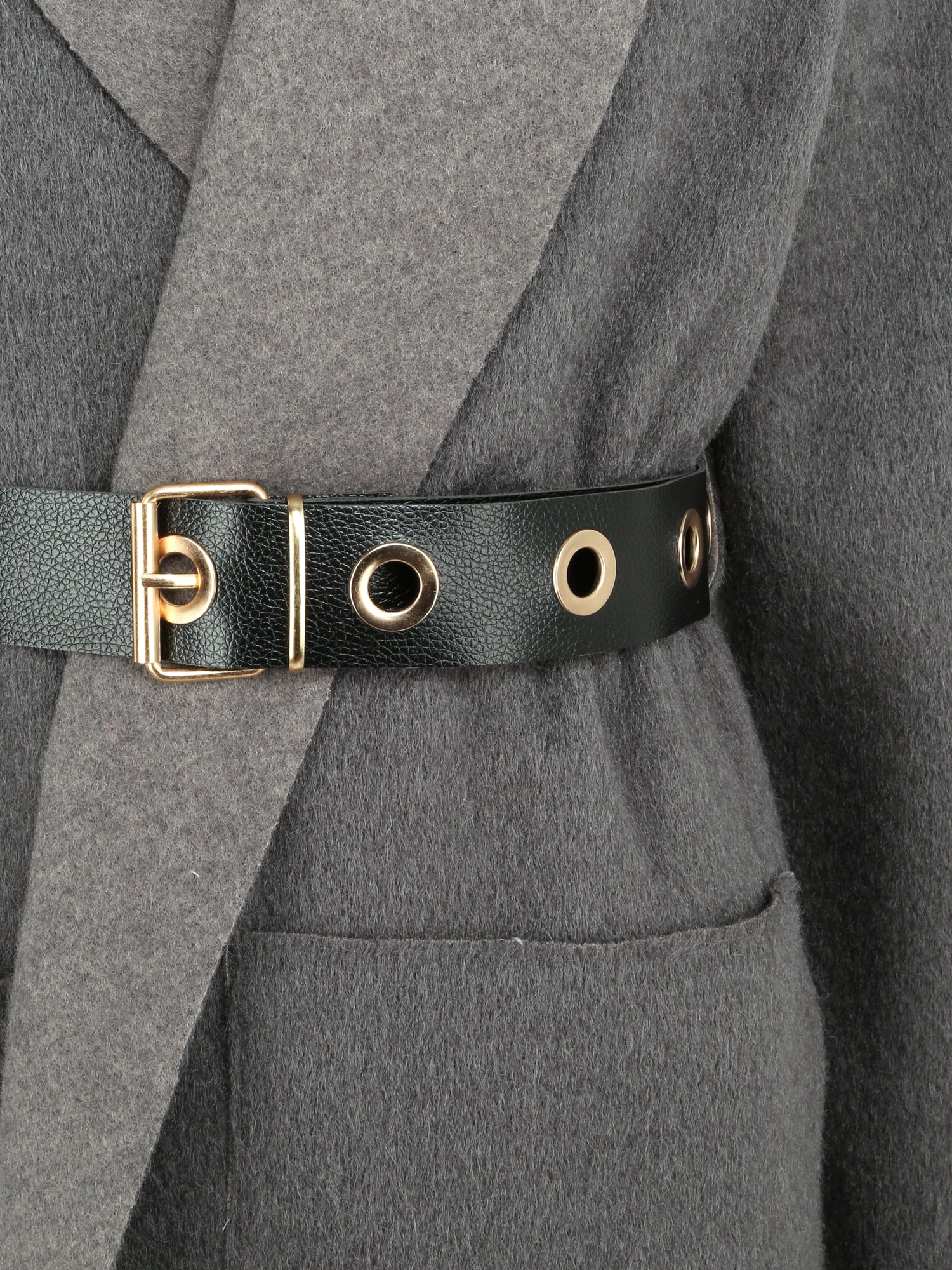 Manteau long et duveteux à col châle - Gris - 3
